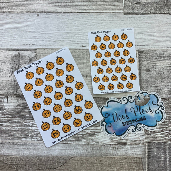 Pumpkin date dots (2 sizes) stickers (DPD1494)