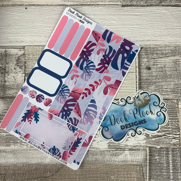 (0108) Passion Planner Daily stickers - Purple jungle leaf