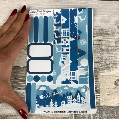(0239) Passion Planner Daily stickers - Blue Sleigh