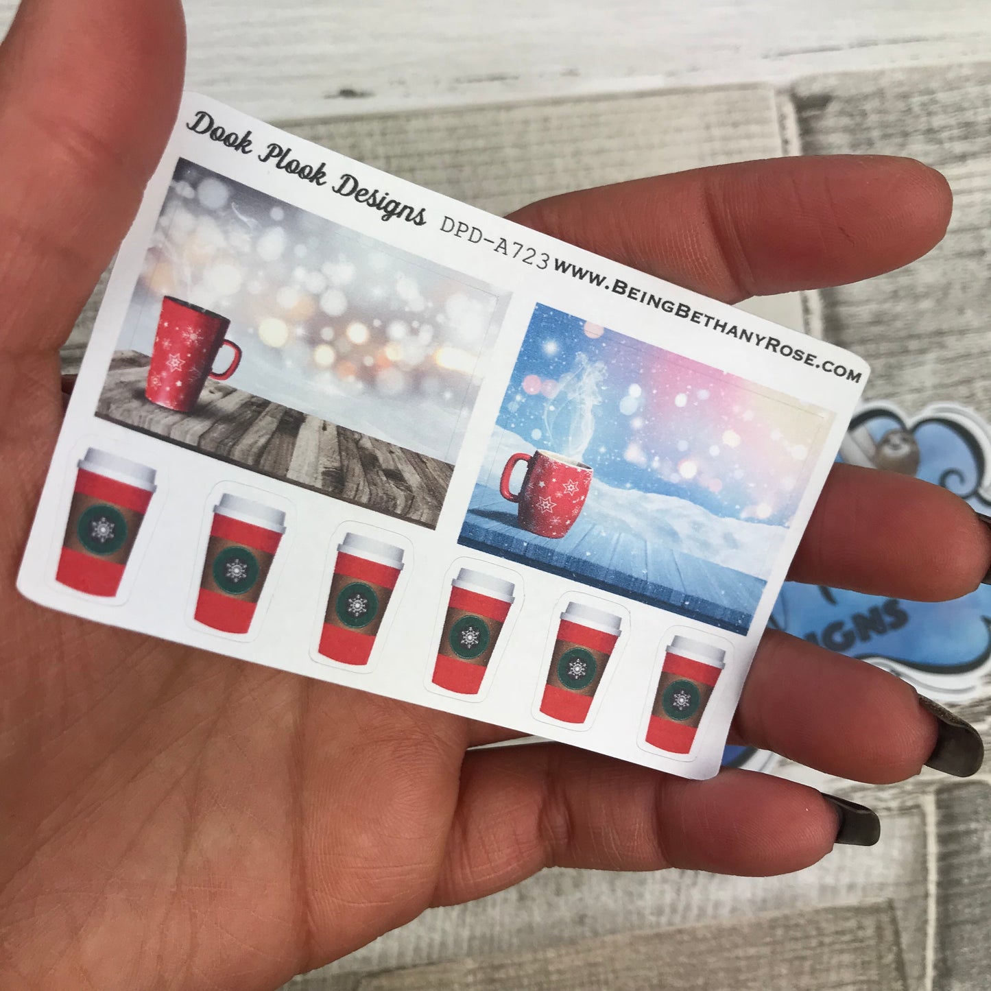 Christmas Coffee Cup / Drink stickers - Small Sampler Size (A723)