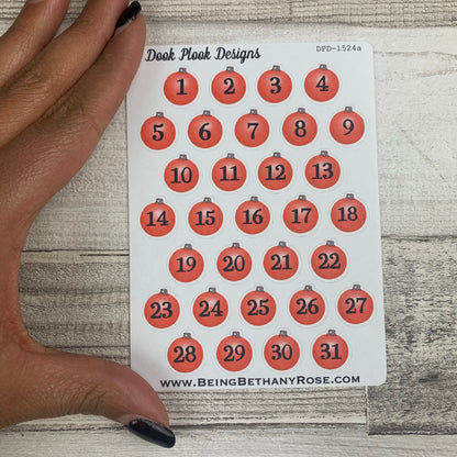 Bauble date dots (2 sizes) stickers (DPD1524)