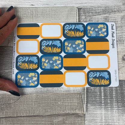 Blue Floral half box stickers (DPD1763)