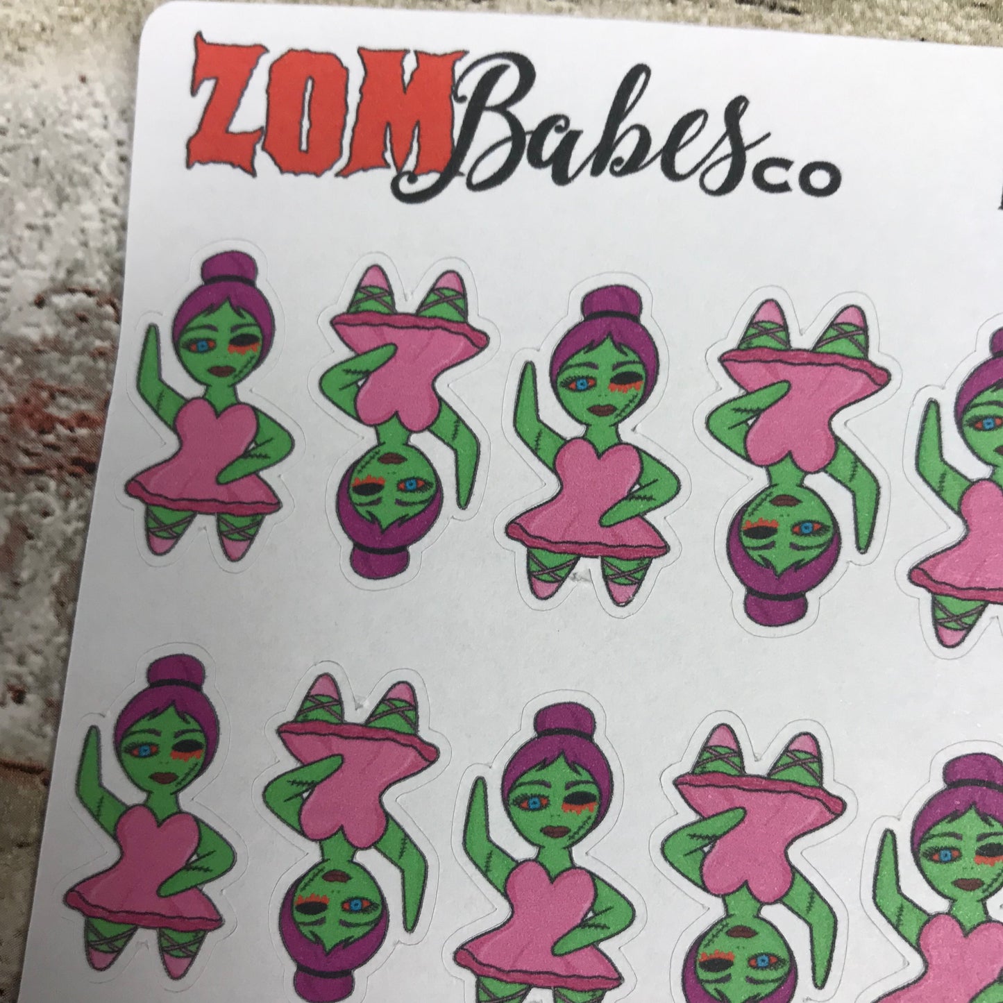 Ballet dancer Zombabe character sticker for planners (ZB38)