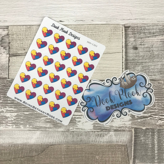 Autism Jigsaw heart stickers (DPD1303)