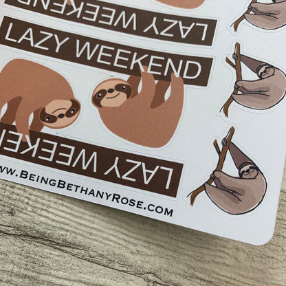 Sloth lazy weekend stickers (DPD624)