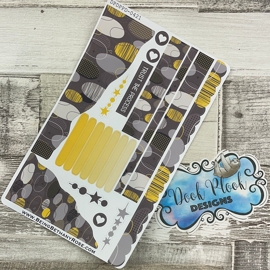 (0421) Passion Planner Daily Wave stickers - Grey Circle Splash