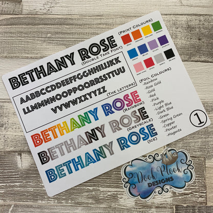 Personalised name stickers for planners (Matte, Gloss 28 different colours) 0001-Double Take