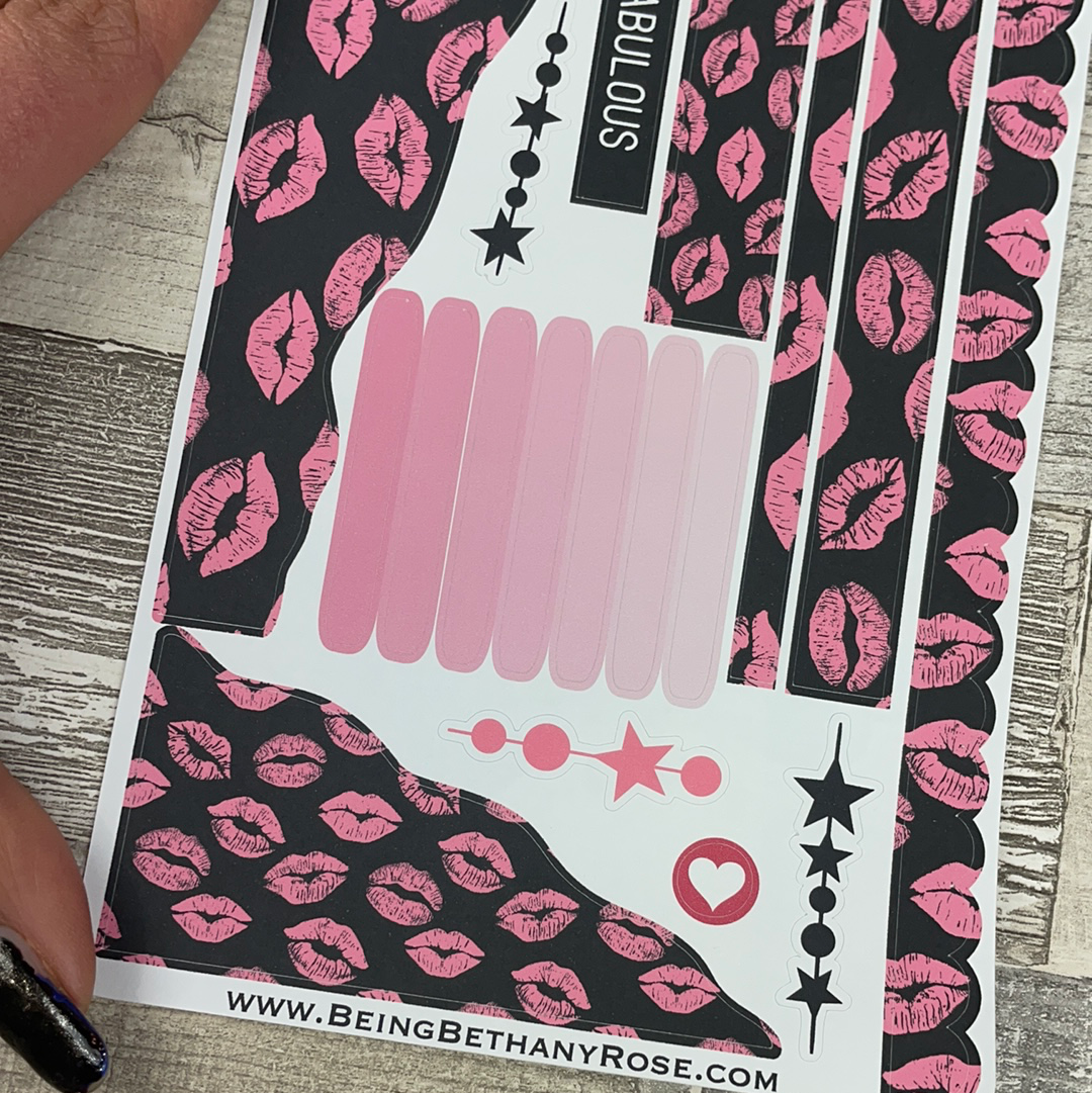 (382) Passion Planner Daily Wave stickers - Fabulous Lips