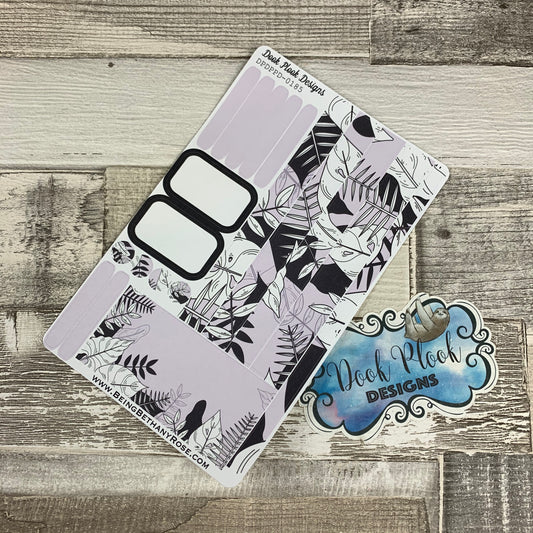 (0185) Passion Planner Daily stickers - Lilac bold print leaf