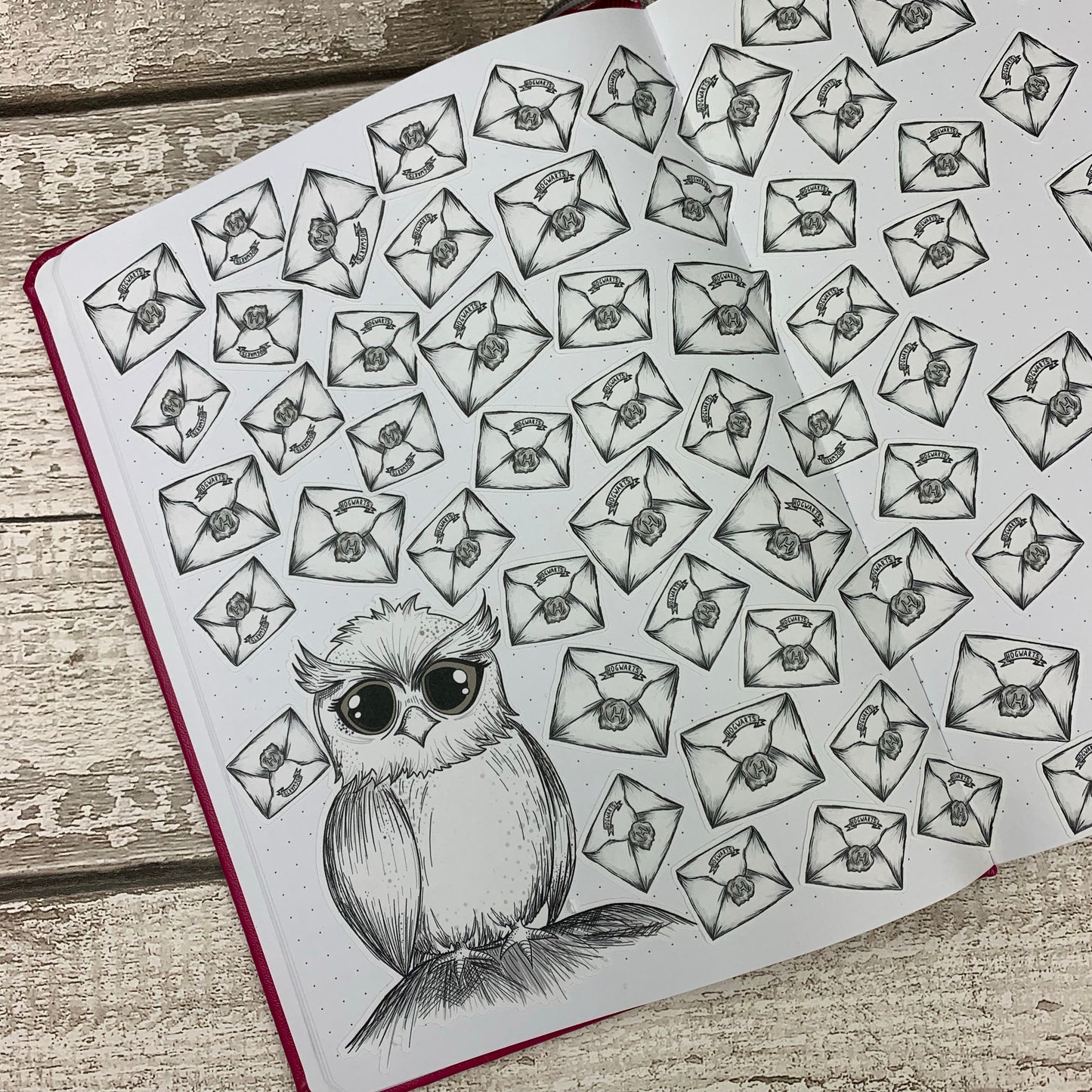 Owl and letters Bullet Journal Style Tracker a5 sticker (DPD006)