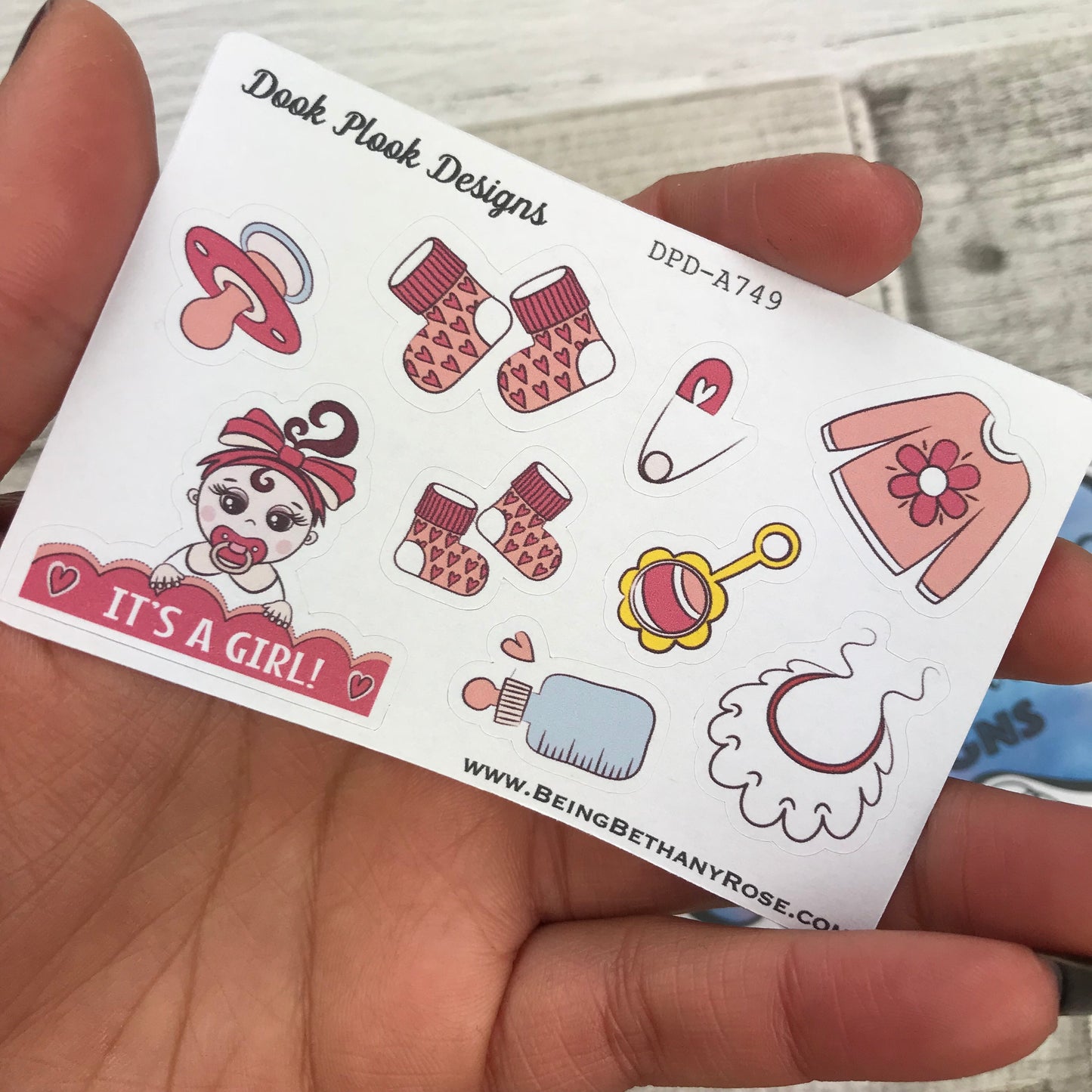 Its A Girl stickers (Small Sampler Size) A749