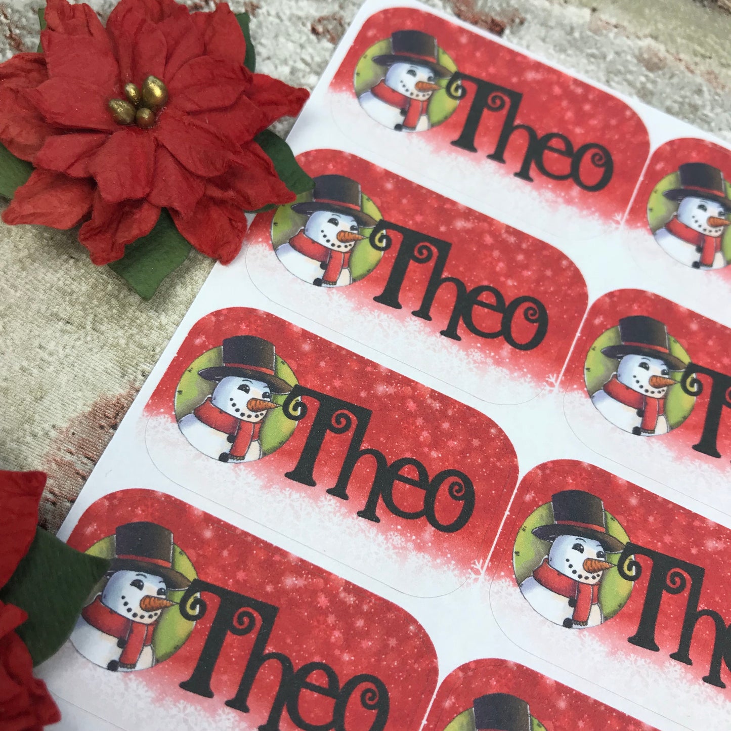 Personalised kids / adults Christmas Present Labels. (21 Snowman)