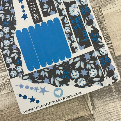 (0609) Passion Planner Daily Wave stickers - blue baubles