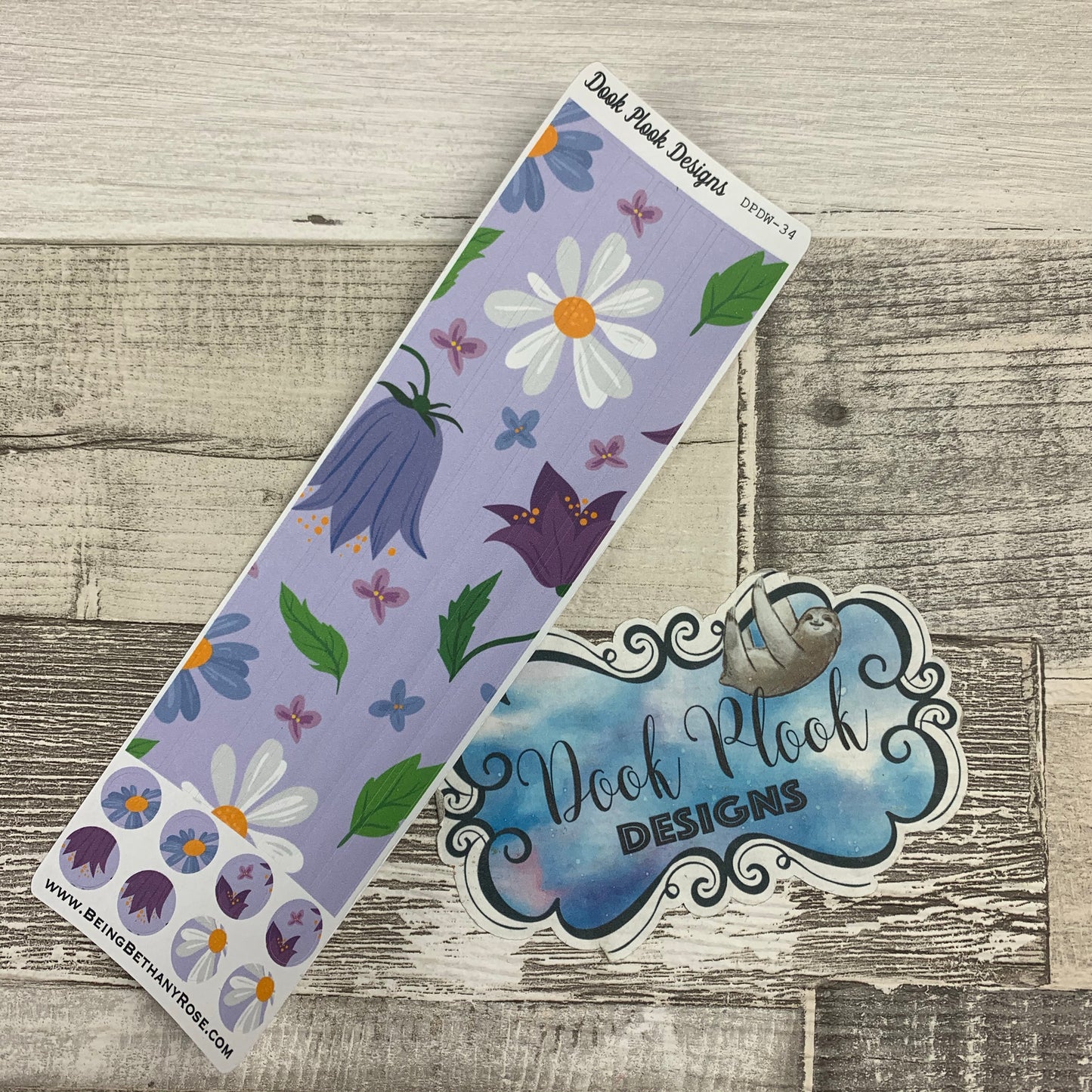 Passion Planner Hour Cover up / Washi strip stickers Purple flowers (DPDW-34)