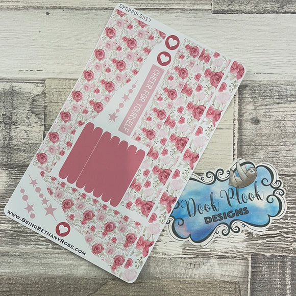 (0517) Passion Planner Daily Wave stickers - Pink Roses