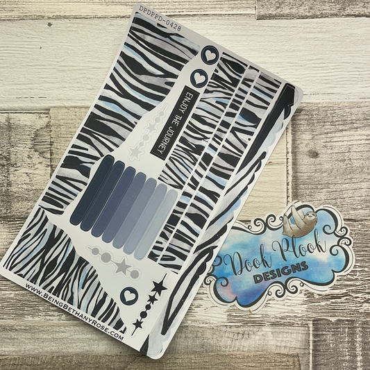 (0428) Passion Planner Daily Wave stickers - Blue Zebra