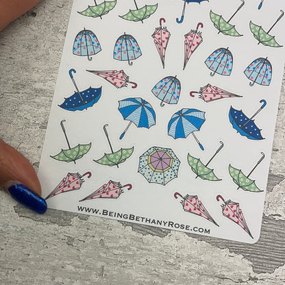 April Showers Umbrellas Stickers Journal planner stickers (DPD2902)