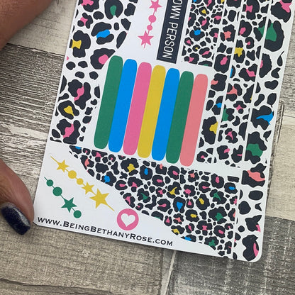 (0615) Passion Planner Daily Wave stickers - coloured leopard spots