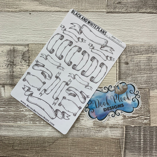 Hand drawn banner stickers (BNW0027)