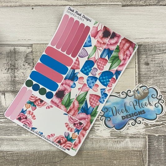 (0303) Passion Planner Daily stickers - blue hearts