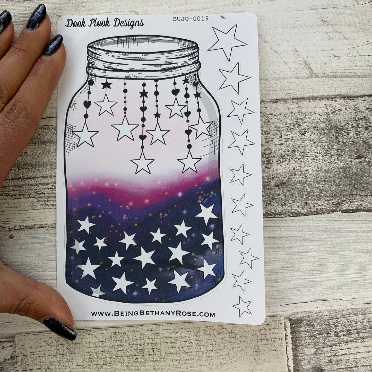 Galaxy filled Mason jar sticker with stars for bullet journals (BUJO-0019)