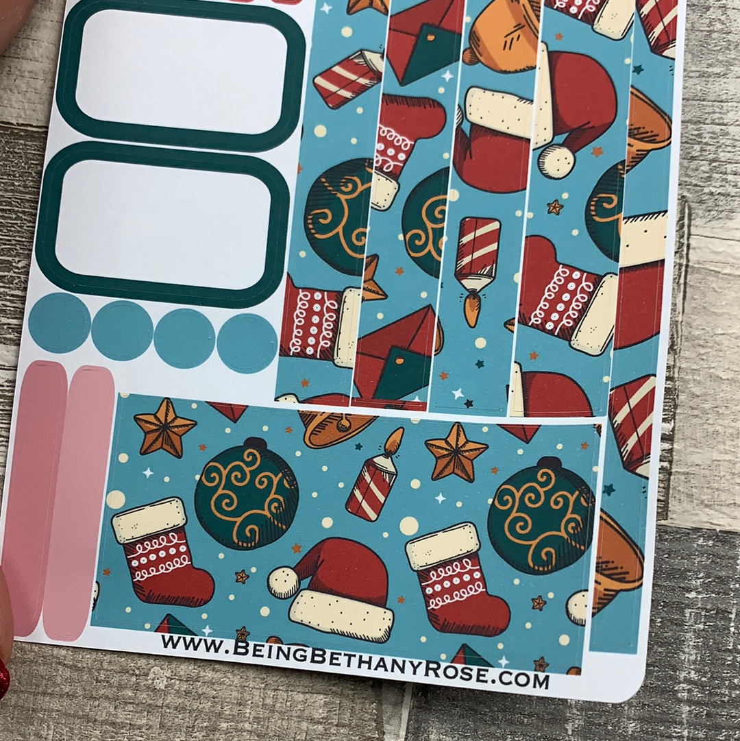 (0272) Passion Planner Daily stickers - Christmas hats and stockings
