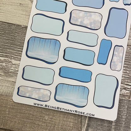 Blue Snow Hand drawn box stickers (DPD2369)