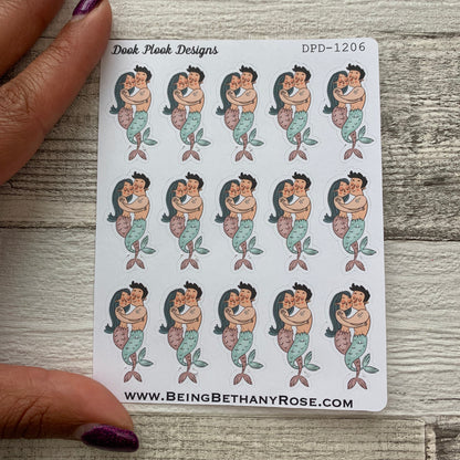 Mermaid couple in love stickers (DPD1206)