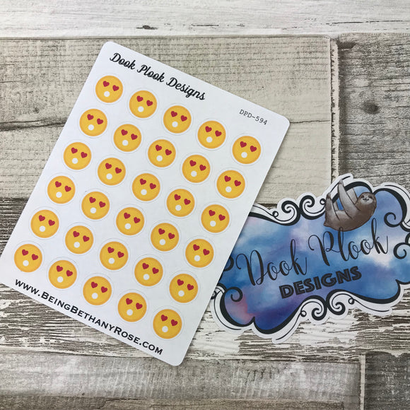 Love emoji stickers for Erin Condren, Plum Paper, Filofax, Kikki K (DPD594)