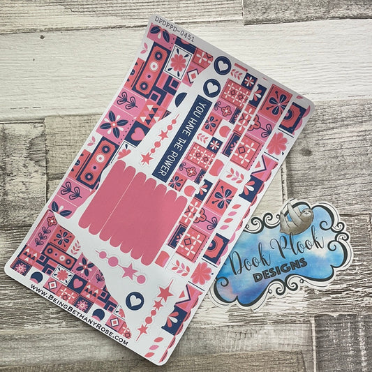 (451) Passion Planner Daily Wave stickers - Red tiles