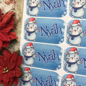 Personalised kids / adults Christmas Present Labels. (53 Bear)