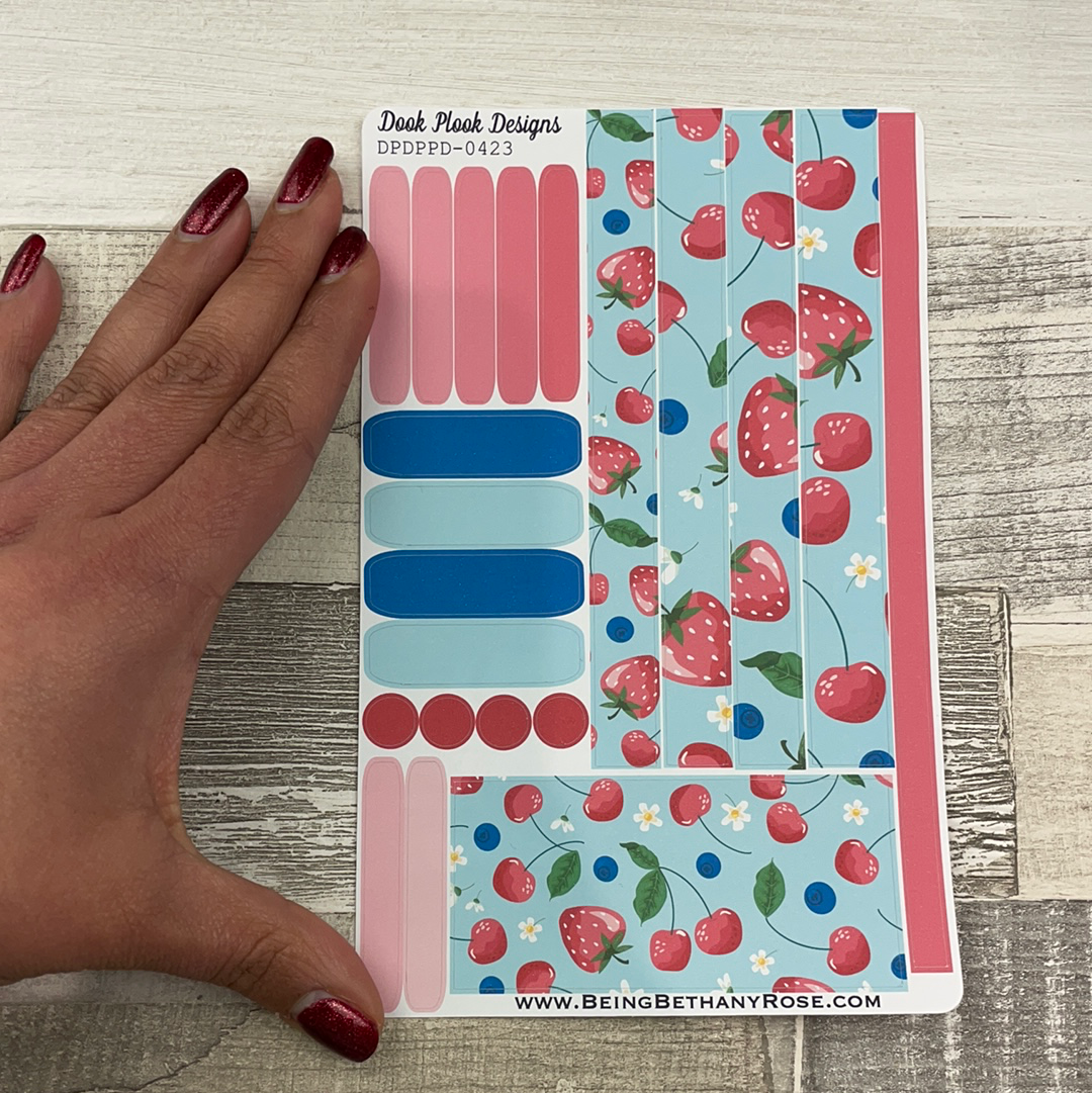 (0423) Passion Planner Daily stickers - Berry Nice Blue