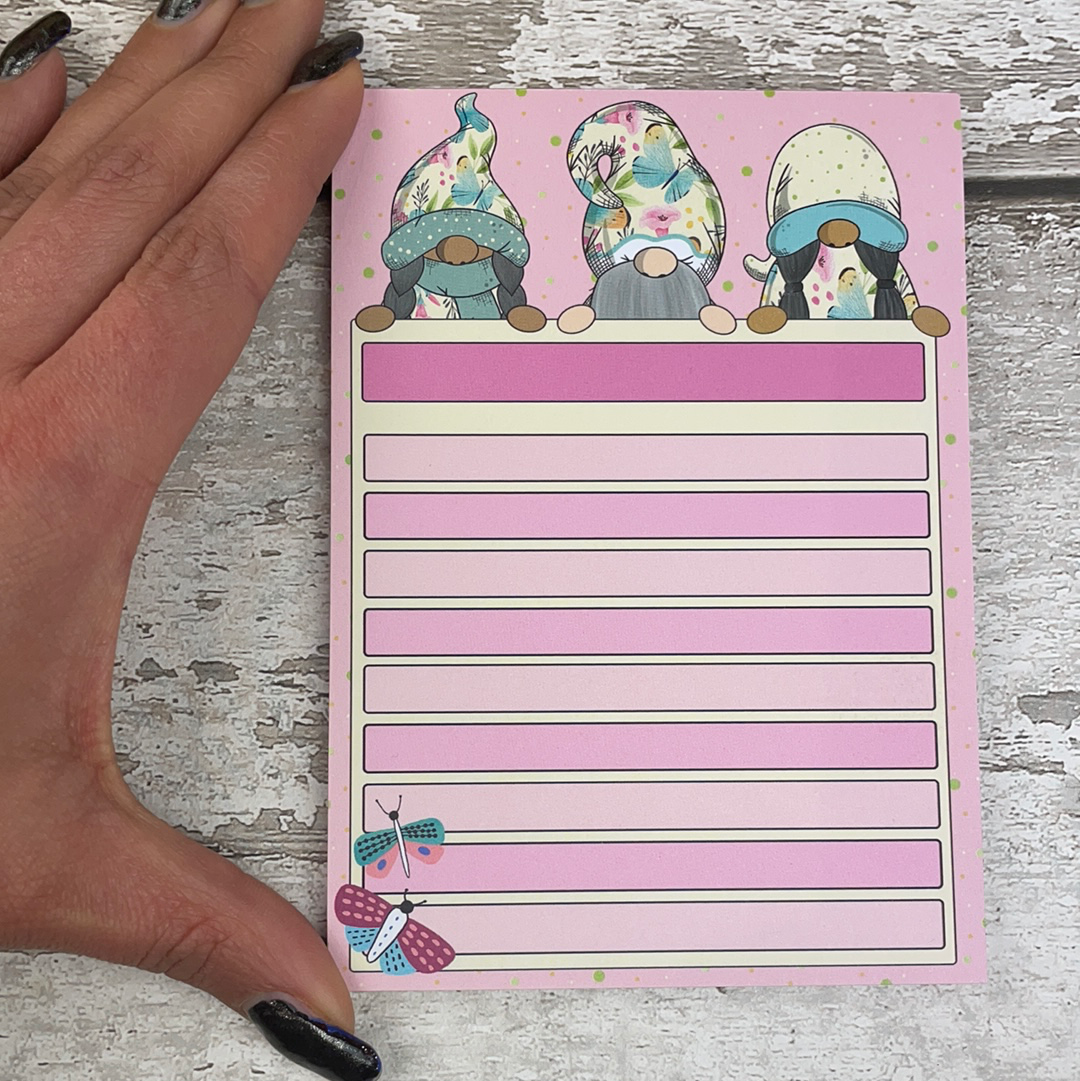 A6 Notepad - Pink boxes and butterflies