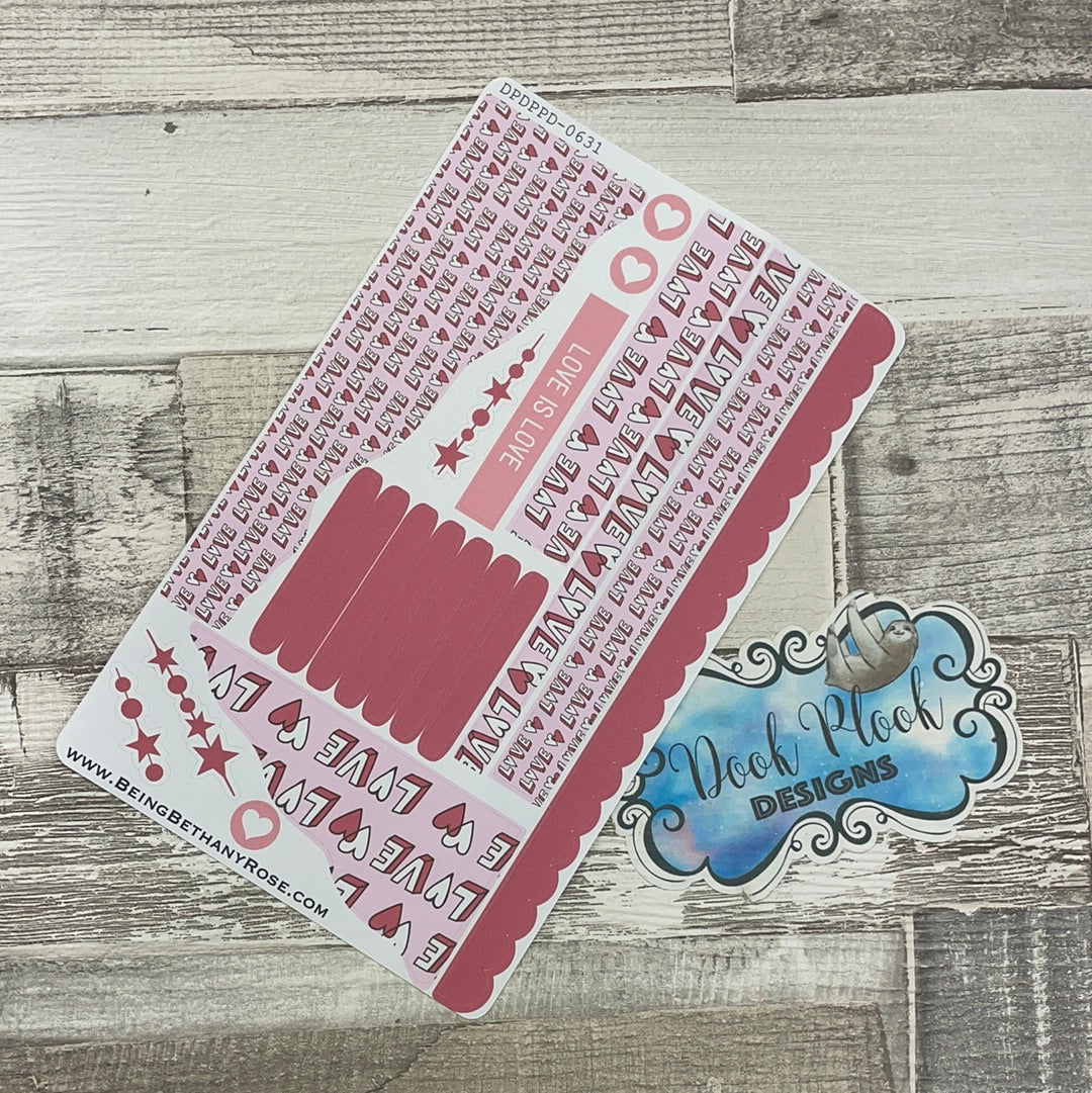 (0631) Passion Planner Daily Wave stickers - Valentines Love is Love