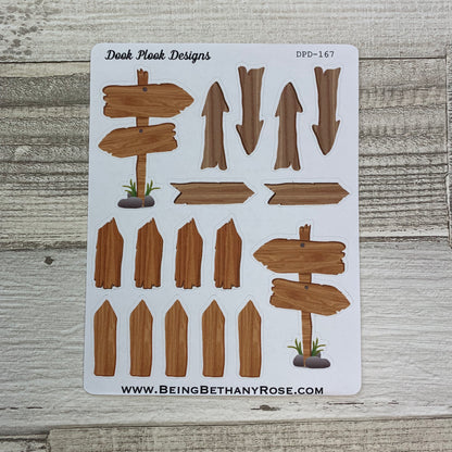 Wooden sign stickers for Erin Condren, Plum Paper, Filofax, Kikki K (DPD167)