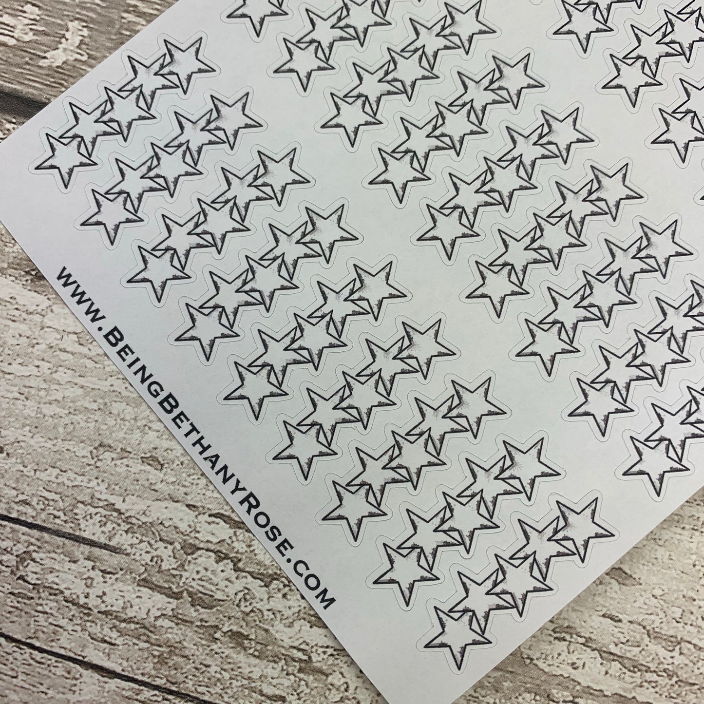 Five (5) star sticker sheet for bullet journals (BNW0013)