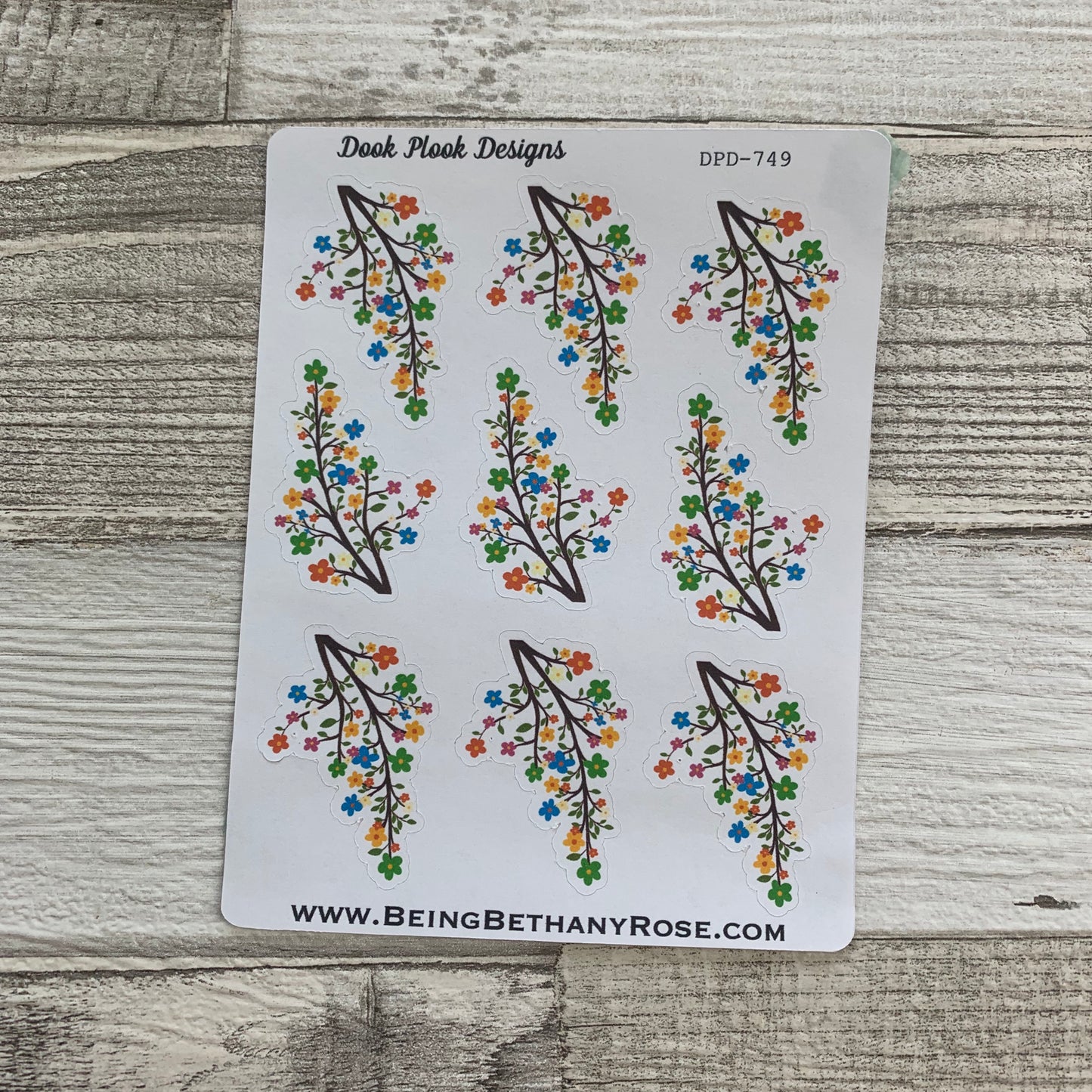 Decorative branch with flowers stickers (DPD749)