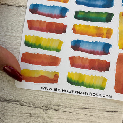 Water colour paint brush stroke header stickers (DPD1072)