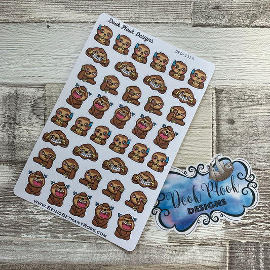 Funny sloth emotion stickers (DPD1319)