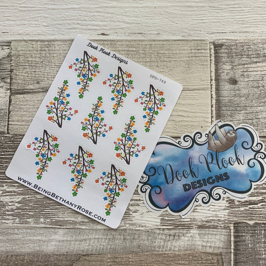 Decorative branch with flowers stickers (DPD749)