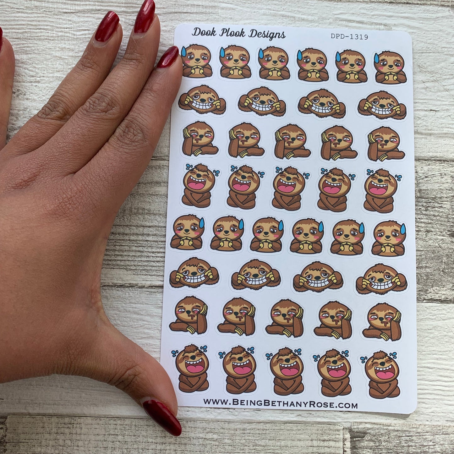 Funny sloth emotion stickers (DPD1319)