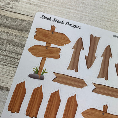 Wooden sign stickers for Erin Condren, Plum Paper, Filofax, Kikki K (DPD167)
