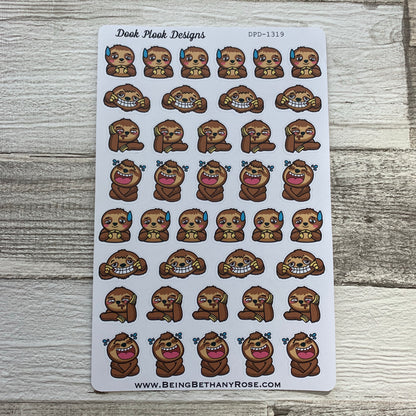 Funny sloth emotion stickers (DPD1319)