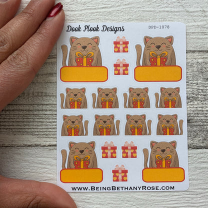 Birthday Cat party stickers  (DPD1078)