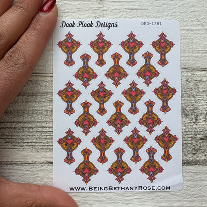 Ornate cross stickers for planners (DPD-D1281)