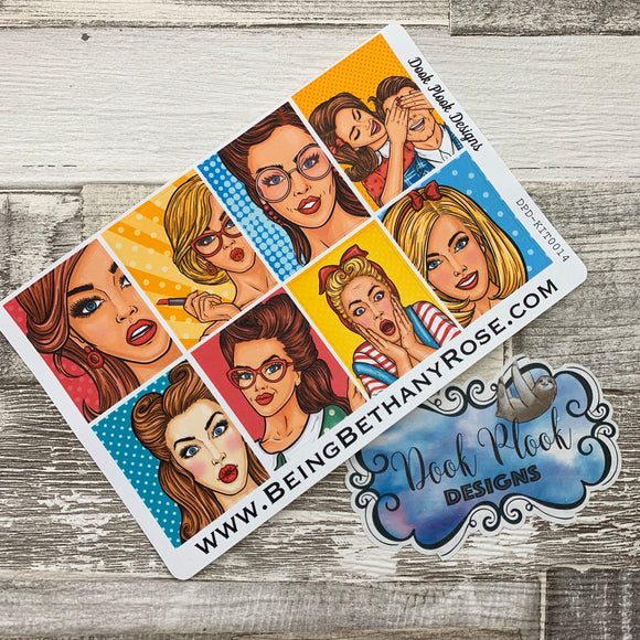 Pop Art Girl full box planner stickers  (DPD-1339b)