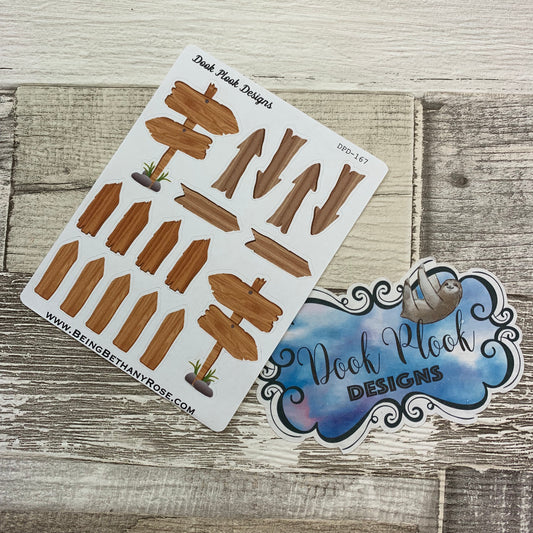 Wooden sign stickers for Erin Condren, Plum Paper, Filofax, Kikki K (DPD167)