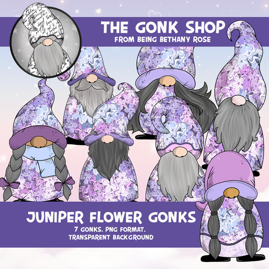 "Juniper" Purple Flower Gonk / Gnome Clipart / Digital Stickers *INSTANT DOWNLOAD* PNG files